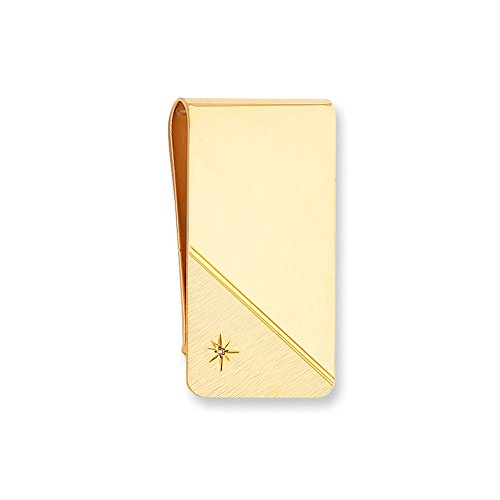 Diamond2Deal Gold-Plated Kelly Waters Star Cut .001ct. Diamond Money Clip (Length: 25 mm|Width: 50mm)