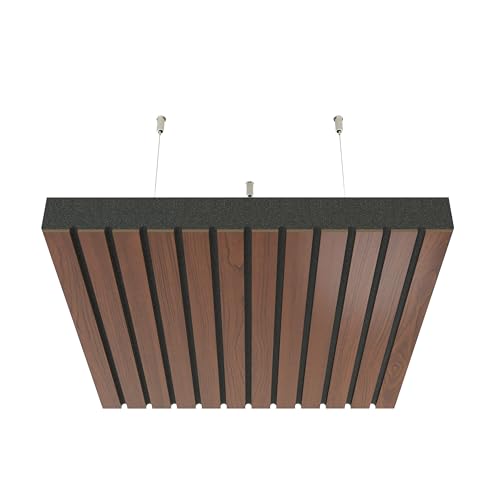 2 Pack — Ceiling-Mounted Acoustic Panels with Mounting Kit | Sound-Absorbing & Diffusion Cloud Panels | Echo Reduction | Acoustic Treatment | Color: [SLATO | Nut]