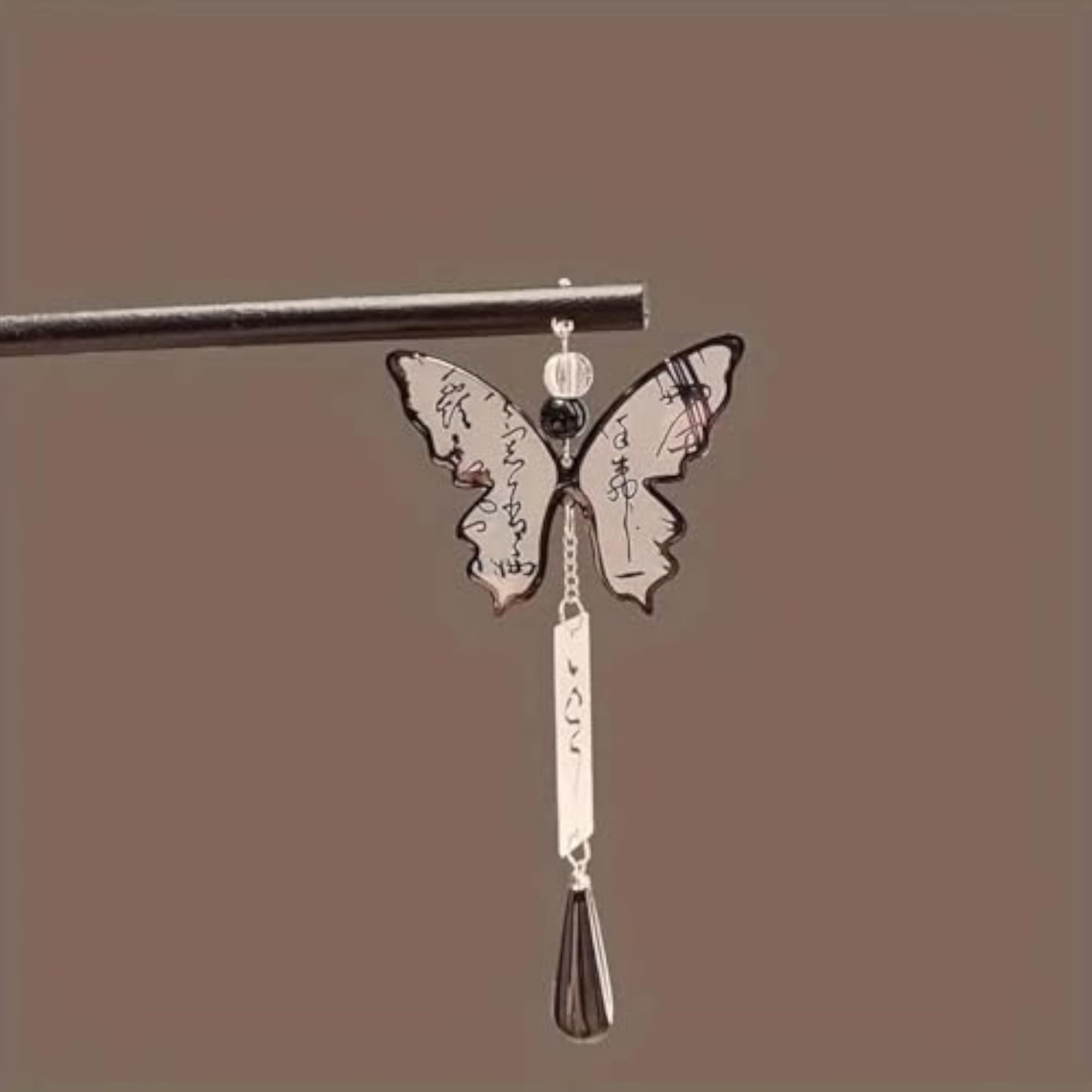 Chinese-Style Calligraphy Butterfly Hairpin, Vintage Antique Design