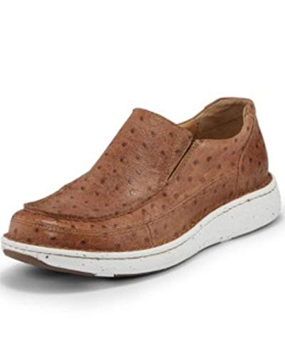 Justin Men's Hazer Full Quill Ostrich Print Shoes Moc Toe Brown 13 D(M) US2