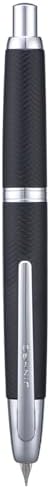 Jinhao 10 Press Fountain Pen with Box, Wavy Matt Black Chromium Retractable Fine Nib with Converter Set (Silver Clip)