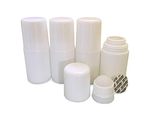 MagicHappens Empty Refillable Roll On Bottles – Recyclable 50ml Leak-Proof DIY Deodorant Containers Plastic Roller Ball, 4pc Set