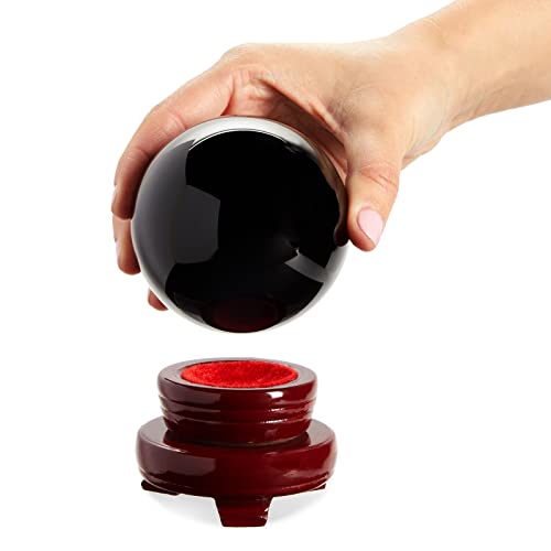 Juvale Small Black Obsidian Sphere, 80Mm/3.1 Inch Decorative Crystal Ball With Stand For Meditation, Healing, Feng Shui, Witch-Style Home Decor, Office Table Decorations #TOP3