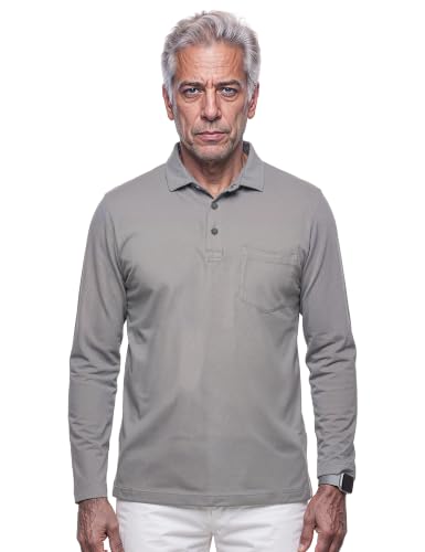 Image of Symbol Classic Men's Senior Wear Super Soft Cotton Stretch Polo | Regular Fit | Full Sleeve | Self Fabric Collar | Snap Buttons | Elderly Wear