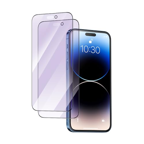 PERFECTSIGHT Anti Blue Light Screen Protector Designed for iPhone 14 Pro 2022 6.1 inch 2 Pack 6X Stronger Blue Light Blocking Tempered Glass - Eye Protection Anti Eye Fatigue Bubble Free