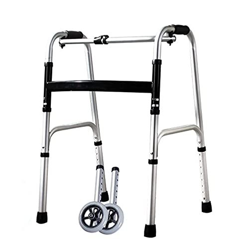 車輪付きウォーキングフレーム折りたたみ軽量ウォーカー下肢リハビリテーショントレーニングウォーク補助高齢者高さ調節可能 (サイズ さいず : A) Thoughtful