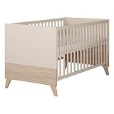 roba Lettino Sidney 70x140 cm – Lettino regolabile con sponde, piedi in legno massello, trasformabile in letto junior – Beige