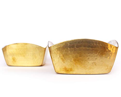De Kulture Solid 100% Brass Bowl Square For Biryani, Ramen, Noodle, Macaroni, Spaghetti And Pasta Serving Ideal For Dining Table Decoration, 5" X 2" (Dh) Inches (Set Of 2) #TOP27