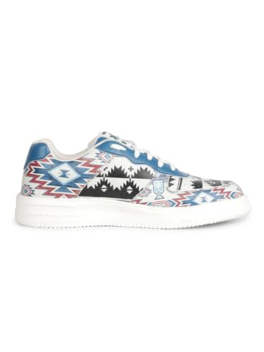 Liberty Leap7x MJH-M04 Printed Sneakers for Men with PVC Upper | EVA Sole Casual Shoes with Lacing | Comfortable Footbed | Memory Foam Insole | Lightweight, Stylish & Modern (White - 10)