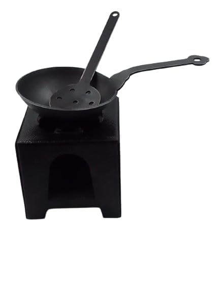 KGR Splash Iron Miniature Box Stove with Kadai | Plam Size Iron Kitchen Set Single Stove, Long Handle Kadai with Jalli Karandi |Pack of 1 | (3 Pcs) (B0D4MH67R6) Amazon Price History, Amazon Price Tracker