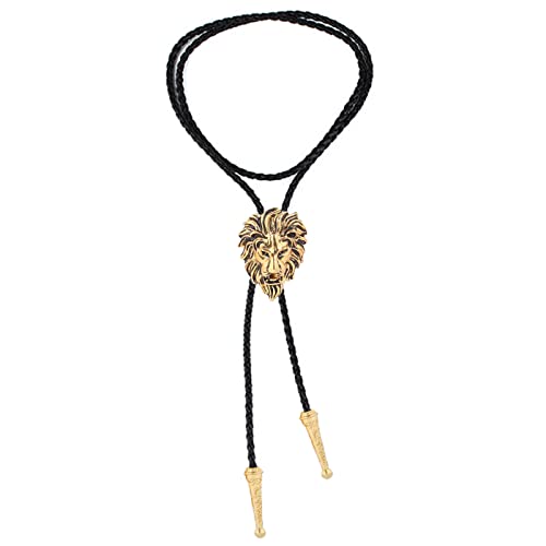 Cravate Bolo pour homme avec médaillon Roi Lion 3D et cordon en cuir vintage