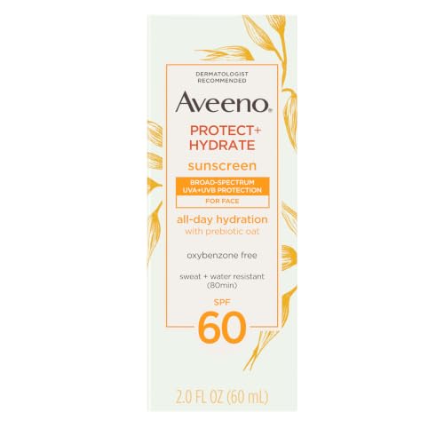 Best Face Sunscreen for Women Over 60 That Doesn't Look Chalky or Ashy 6 Aveeno Protect + Hydrate SPF 60 Face Sunscreen, Prebiotic Oat, 2 fl oz