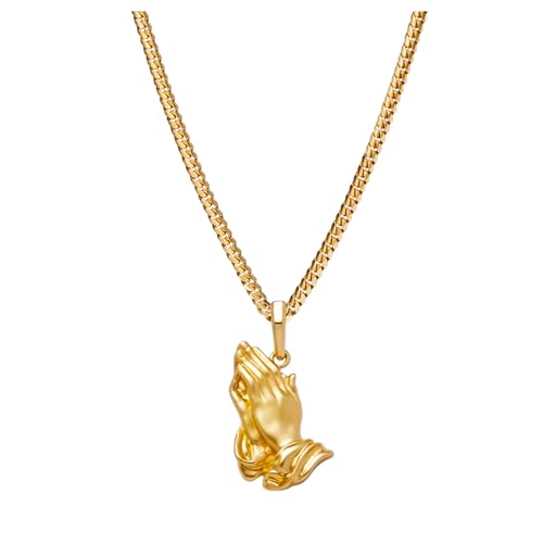 Planet '79 Lord's Prayer Hands: 18k Gold 316L Stainless Steel Prayer Hands Necklace with Chain – A Divine Boyfriend and Girlfriend Gift for Eternity