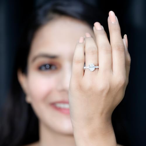 Certified Moissanite 7X9mm Oval Engagement Ring in Silver, D-Vs1 Quality, Moissanite 2 Carat Ring - Ready To Gift3