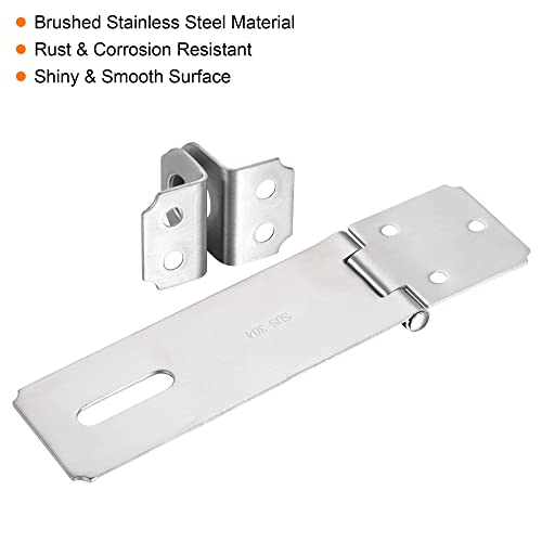 Image of MECCANIXITY 5 Inch Stainless Steel Thick Door Latch Hasp Lock Heavy Padlock Clasp with Screws for Cabinet Closet Gate, Silver