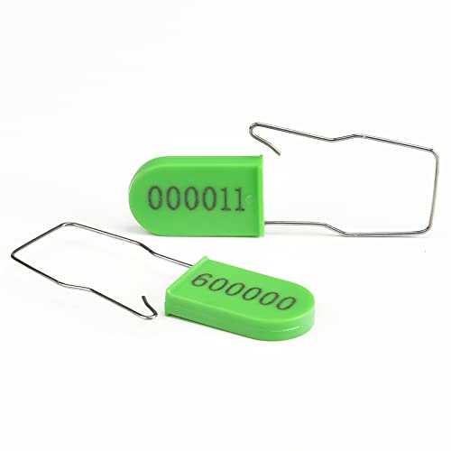 Image of 1000PCS Plastic Padlock Security Seals Metal Wire Padlocks Electric Meter Lockout Tags Self-Locking Numbered Anti Tamper Seal Tags Green