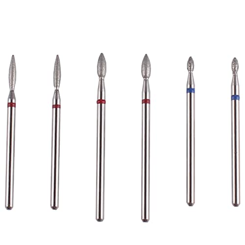 MZCMSL 6pcs Cuticle Drill Bits with Case, Pro Diamond Flame Bit for Russian Manicure,3/32 Shank efile Bit Set