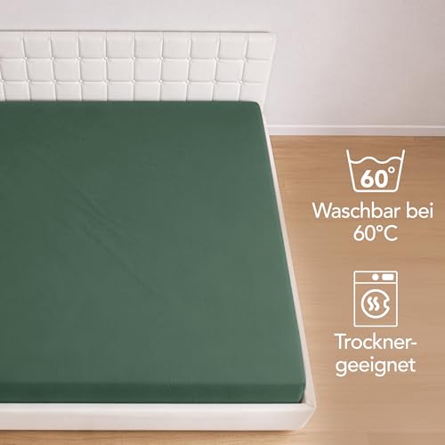 Dreamzie Spannbettlaken 200x200, Baumwolle, Elastisch, Oeko-Tex, Entengrün – Ansicht 6
