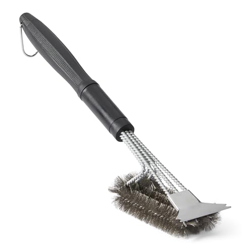 Amazon Basics Grill Scraper and Brush Silver 1-Pack