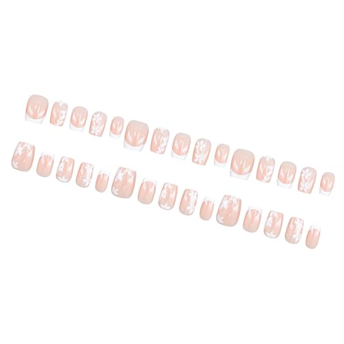 24pcsプレス爪を押すフレンチチップ爪のヒントデザイン偽の爪人工アクリルネイルフルカバー偽の爪