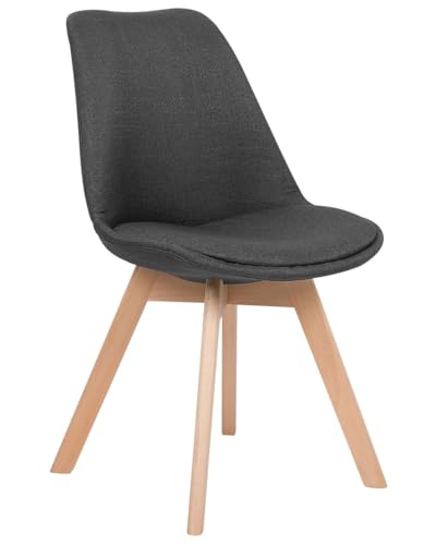 Image of Set of 4 Modern Style Mid Century Modern Dinning Room Cafe Hotel Office Wooden Legs Chair (Full Fabric Charcoal Grey)