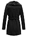 Bellivera Women's Pea Coat Faux Suede Leather Long Jacket Wonderfully Parka Outwear with Detachable Fur Collar 7923 Black L