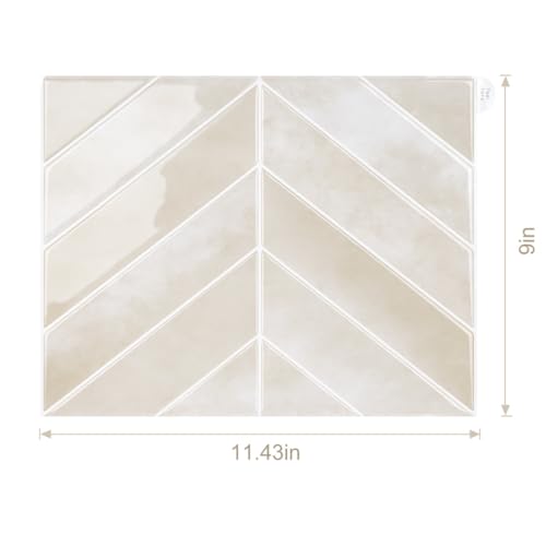 Image of Stick Tiles Peel and Stick Backsplash of 11.4 inch X 9 inch - 3D Adhesive Peel and Stick Wall Tile for Kitchen, Bathroom, Living Room, etc. (10, Ivory Silk)