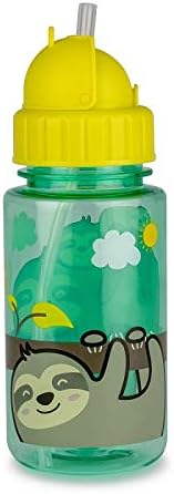 TUM TUM Flip Top Kids Water Bottle With Straw, Tritan Toddler Water Bottle, 400ml, BPA Free (Stanley the Sloth)