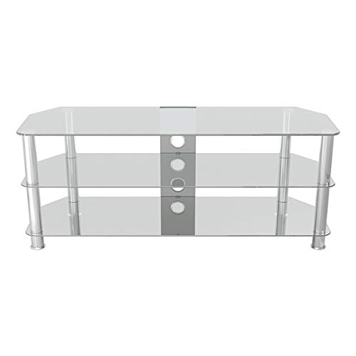 Avf Sdc1250Cmcc-A Classic - Corner Glass Tv Stand (Up To 60') With Cable Management, Clear Glass, Chrome Legs #TOP1