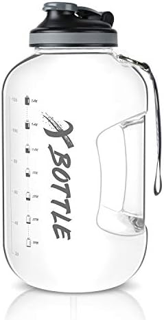 XBOTTLE 1 Gallon Water Bottle with Chug lid, BPA Free Dishwasher Safe 128oz Large Water Bottle with Motivational Time Marker and Handle Leak-proof Big Water Jug for Camping Sports Workouts (chug lid)