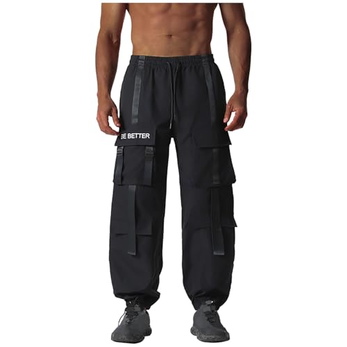 Mens Cargo Pants Baggy Casual Lightweight Ankle Harem Pants Streetwear Techwear Outdoor Hiking Pant with Pockets