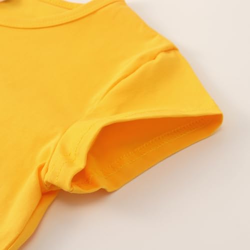 Image of Noomelfish Girls Short Sleeve Crop Tops Kids Summer Dance Cropped T-Shirts (5-14 Years)