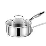 CAROTE 1.5Qt Stainless Steel Saucepan, Non-Toxic 3-Ply Stainless Steel Cookware...