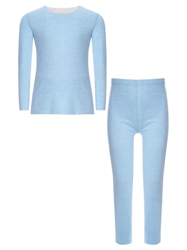 Linjinx Kids Girls Boys Thermal Underwear Set Fleece Lined Compression Shirts Base Layer Tops with Leggings Pants Set