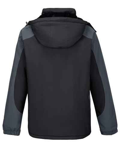 CAMELSPORTS Mens Winter Jacket Waterproof Warm Snow Ski Jackets Faux Fur Fleece Rain Coats with Removable Hood — view 3