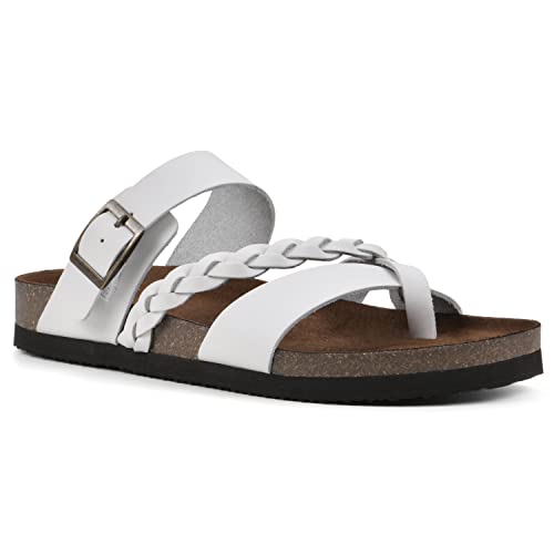 WHITE MOUNTAIN Shoes Hazy Footbed Sandal, White/Leather, 7 M