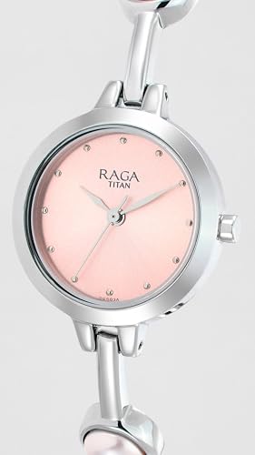 Image of Titan Raga Quartz Analog Pink Dial Metal Strap Watch for Women-NS2576SM01 /NT2576SM01
