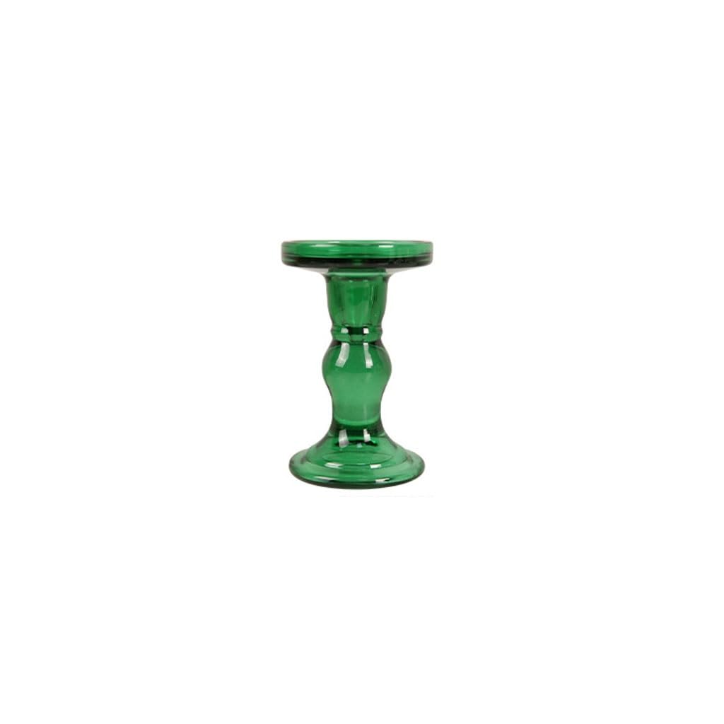 Kerzensockel Römischer Säulen-Kerzenhalter aus Glas, grüner Duftkerzenhalter, moderner Votivkerzenhalter, Tischdekoration, Ornamente Kerzentellerhalter(L14cm)