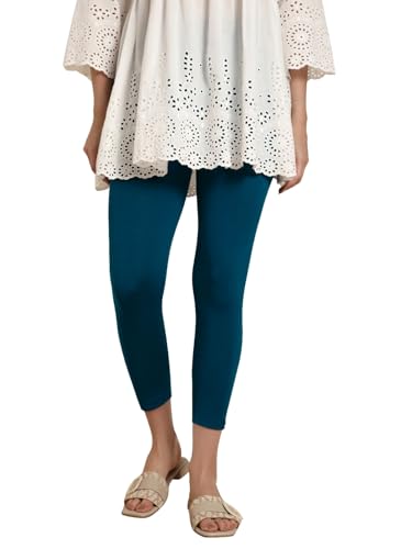 TWIN BIRDS Viscose Elastane Stretch Leggings for Women | Mid Rise Skinny Fit, High Ankle & 7/8 Cropped Length Active Legging