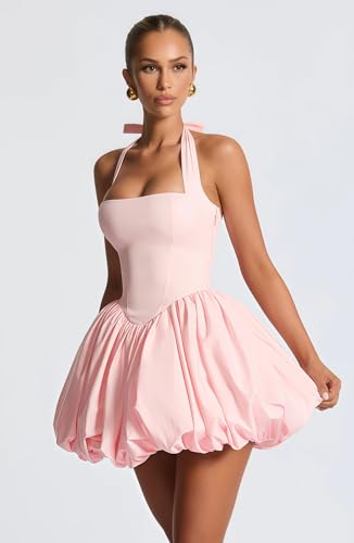 Halter Short Homecoming Dresses for Teens Corset Bubble HOCO Dresses Satin Mini Formal Cocktail Party Gowns4