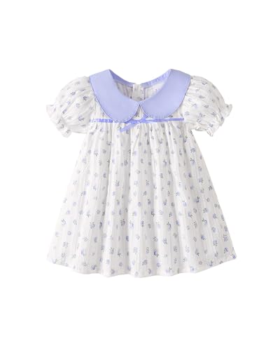 Image of Kucnuzki Baby Girl Clothes Cute Spring Summer Sun Dresses Toddler Casual Puff Sleeve Floral Dress Girls Summer Outfits