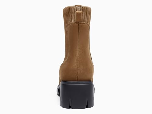 Image of Ruanyu Womens Platform Ankle Boots Elastic Chunky Block Heel Chelsea Booties Lug Sole Non-Slip Combat Shoes