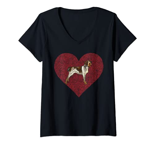 Womens German Wirehaired Pointer Valentines Day Dog Love Heart V-Neck T-Shirt, Black