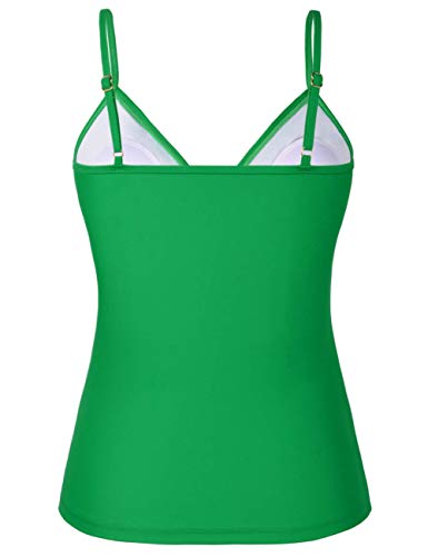 Image of Hilor Women's Tankini Tops Shirred Ruffled Swimsuits V Neck Swimwear Top