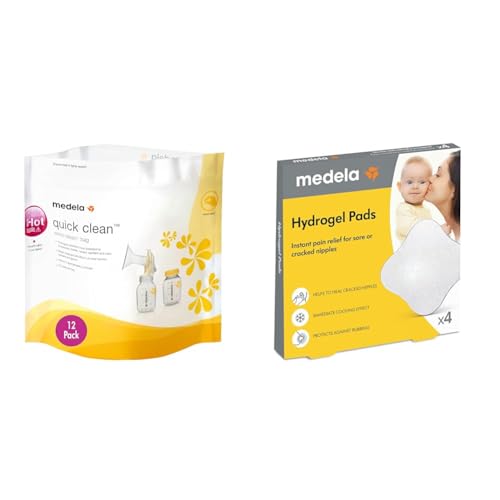 Image of Medela Quick Clean Steam Bags for Bottles Breast Pump Parts, Hydrogel Pads for Sore Cracked Nipples Breastfeeding Essentials 12 Pack