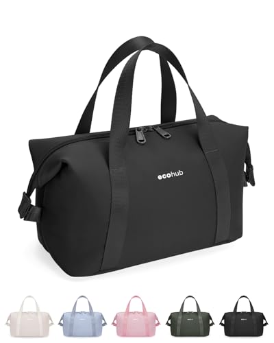 ECOHUB Travel Toiletry Bag for Women, Water-resistant Makeup Bag, Lightweight Cosmetic Bag, Travel Essentials Toiletries Bag, Recycled Makeup Organizer for Full-Sized Toiletries, Black