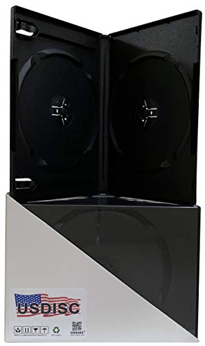 USDISC DVD Cases Standard 14mm Premium, Double 2 Disc, Black, Pack of 10