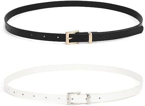 Elegante Smalle Leren Damesriem Met Gouden Gesp - Verstelbare Skinny Riem Voor Jeans, Jurken En Broeken