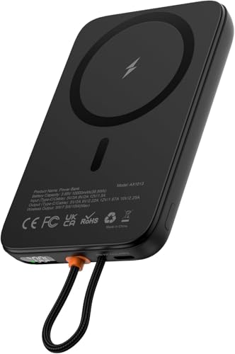 AsperX Magnetic Power Bank, 10,000mAh Magnetic Battery Pack Built-in USB C Cable 22.5W PD Fast Charging, LCD Display - image 1
