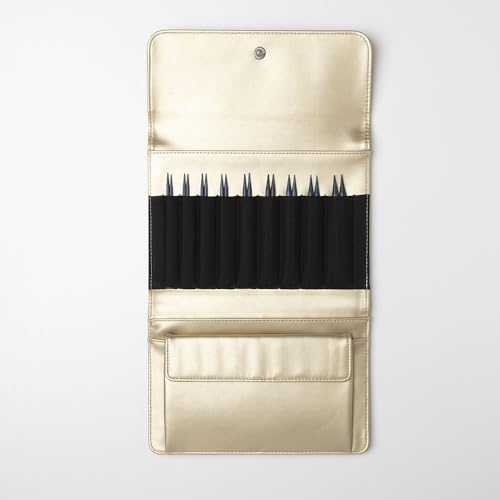 Image of Knit Picks Blue Wood Interchangeable Knitting Needles Set with Case | 9 sizes of 4.75 inch long knitting needles, sizes 4-11, includes cables, stitch markers, and endcaps.